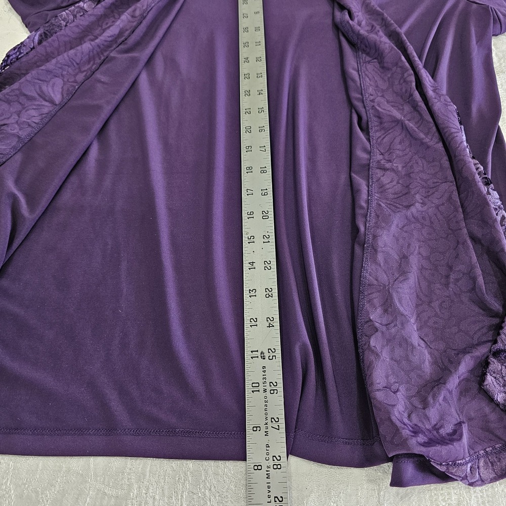 Christopher & Banks Purple Open Front Cardigan L NWT Burnout Velvet Trim Long Sl - Picture 13 of 14